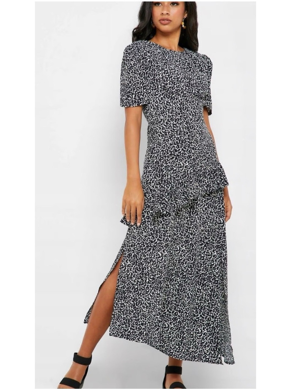Topshop Black and White Animal Print Dress
